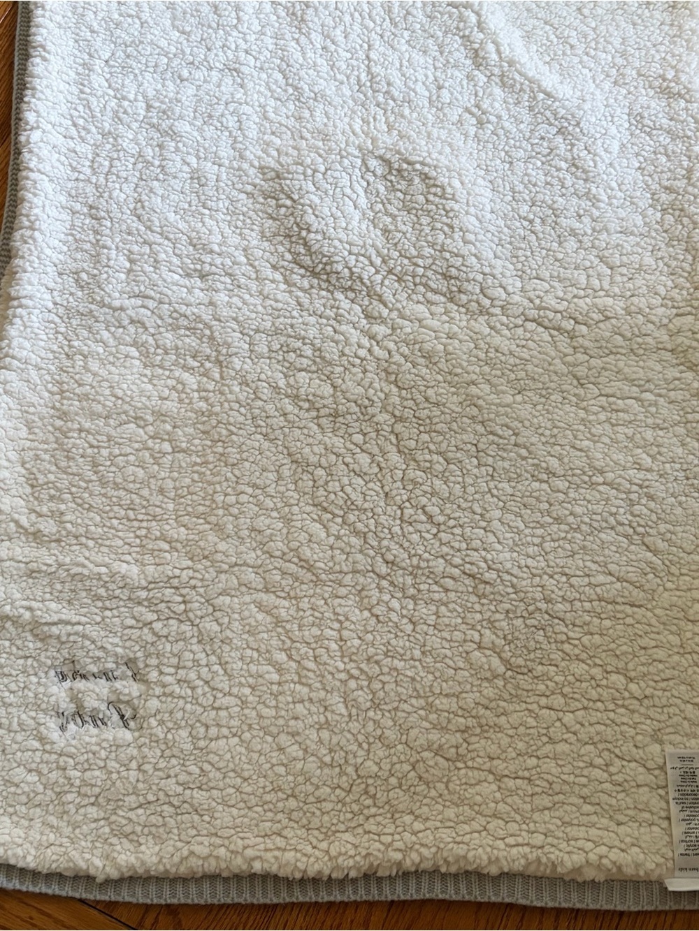 Pottery Barn Kids Hippo Heirloom Sherpa-Backed Patchwork Knit Baby Blanket 30x40 - Picture 2 of 9